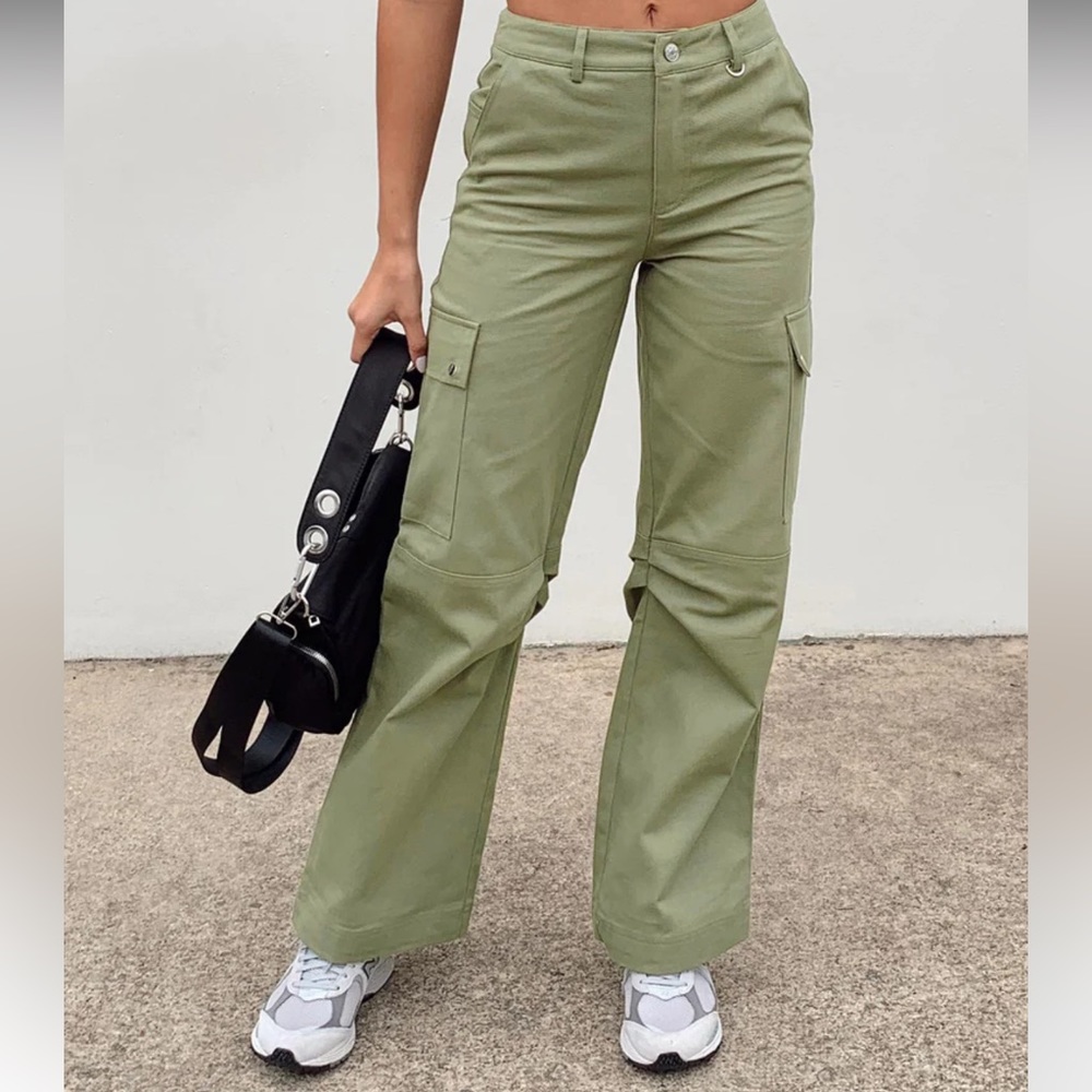 Princess Polly Fallout Mid Rise Cargo Pants Green Size 8 NWT